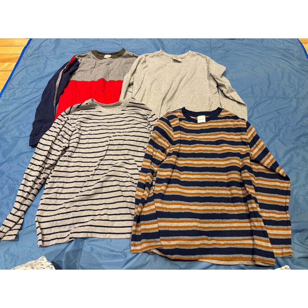 Hanna Andersson long sleeve cotton shirt lot striped gray 10 140
